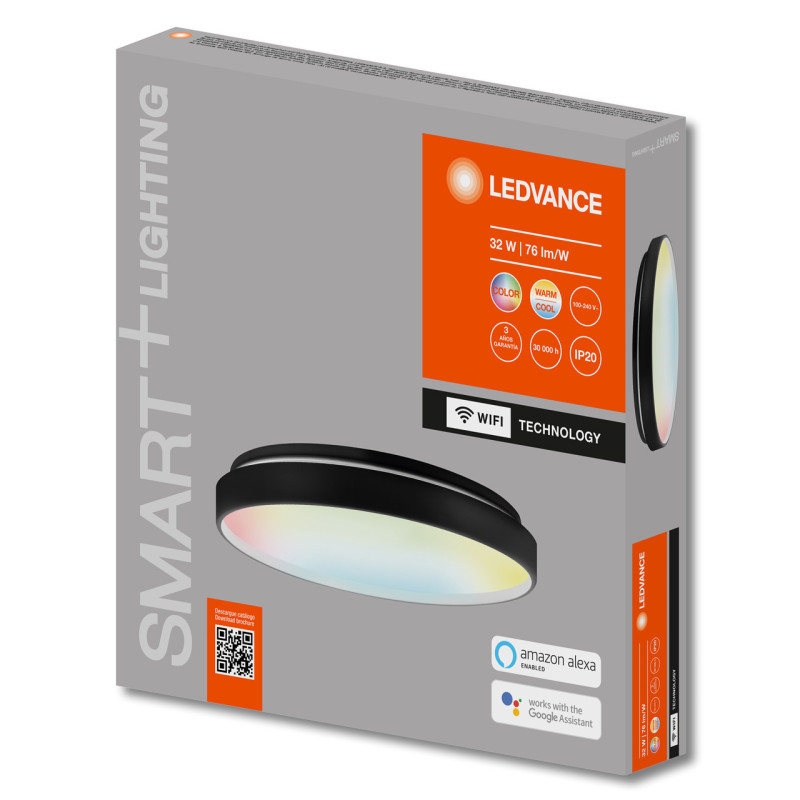 LUMINARIA LEDVANCE DESIGN PLAFON SMART+ 32W/RGBW BK