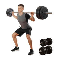 SET DE PESAS 50 KG CON BARRA Y MANCUERNAS STINGRAY FTASNYL